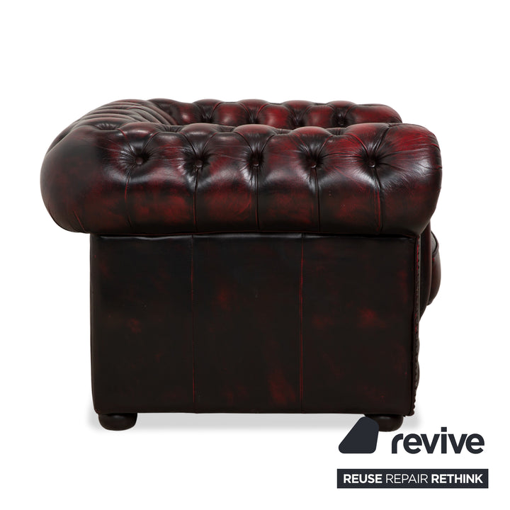 Rochester Chesterfield Leder Sessel Rot Braun Vintage