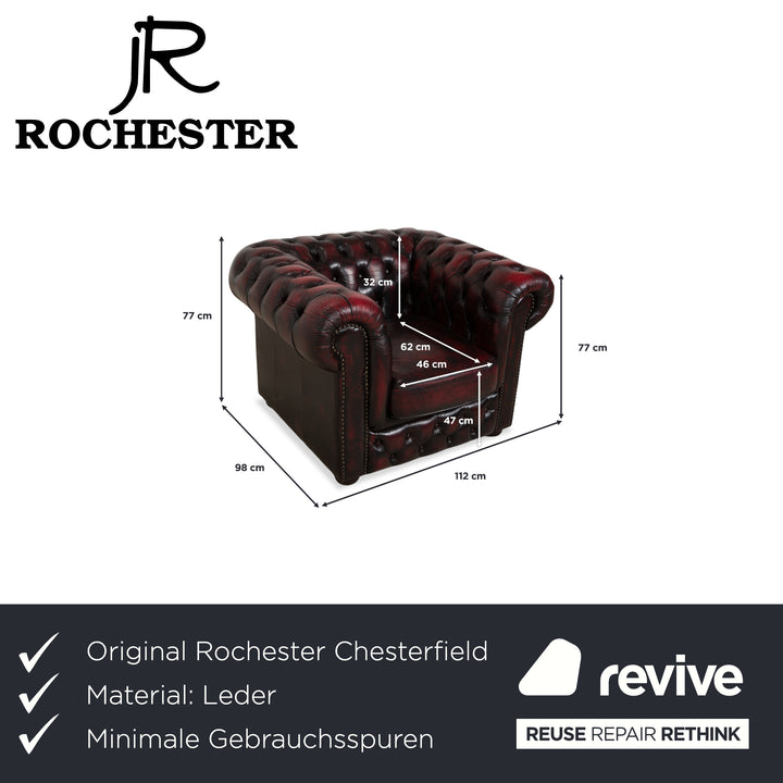 Rochester Chesterfield Leder Sessel Rot Braun Vintage