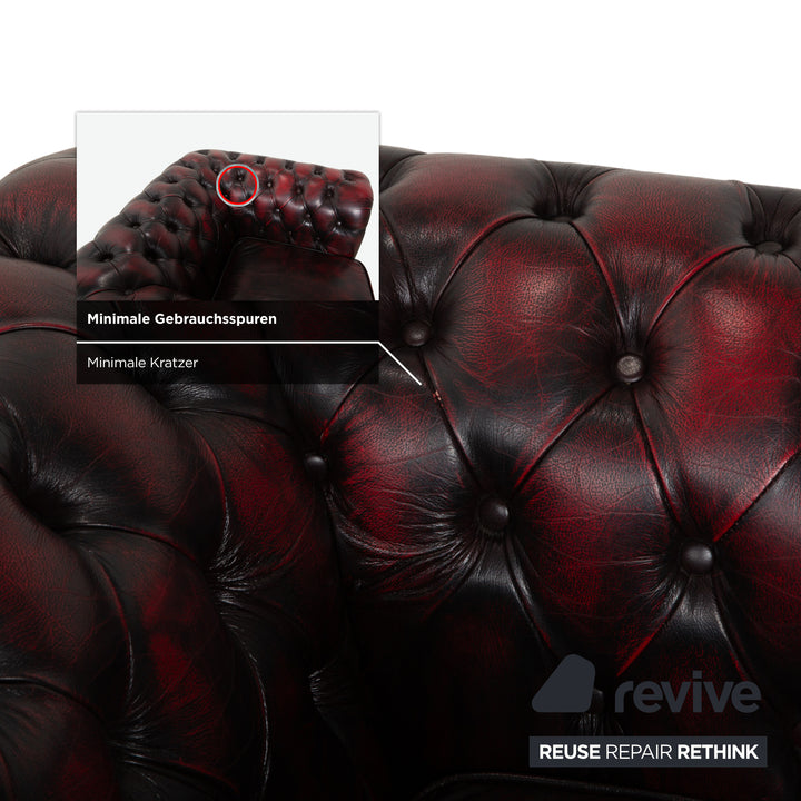 Rochester Chesterfield Leder Sessel Rot Braun Vintage