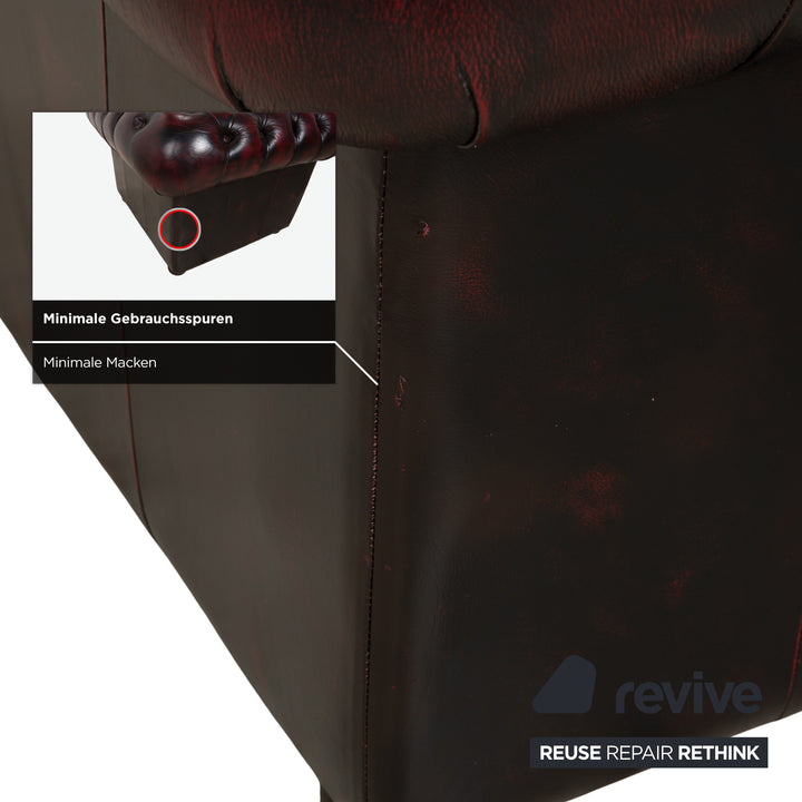 Rochester Chesterfield Leder Sessel Rot Braun Vintage