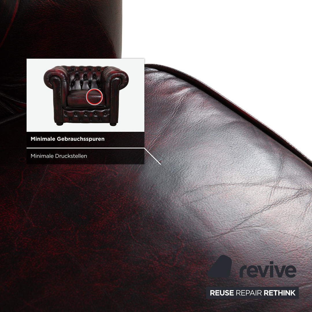 Rochester Chesterfield Leder Sessel Rot Braun Vintage