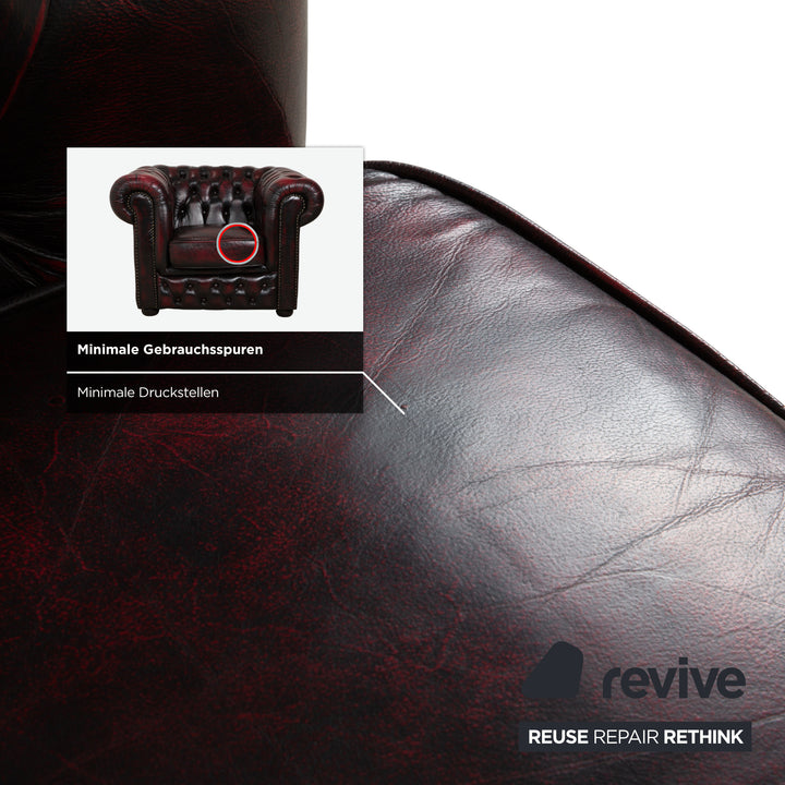 Rochester Chesterfield Leder Sessel Rot Braun Vintage