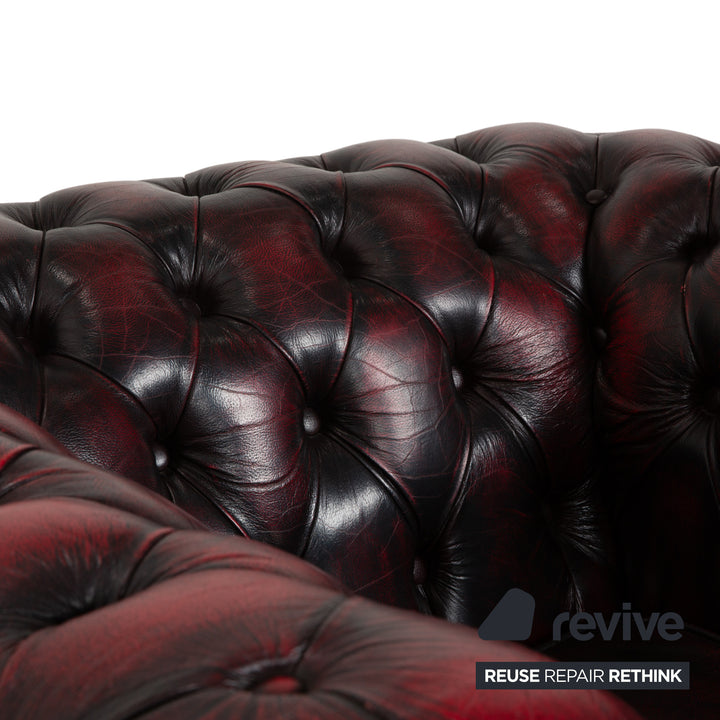 Rochester Chesterfield Leder Sessel Rot Braun Vintage