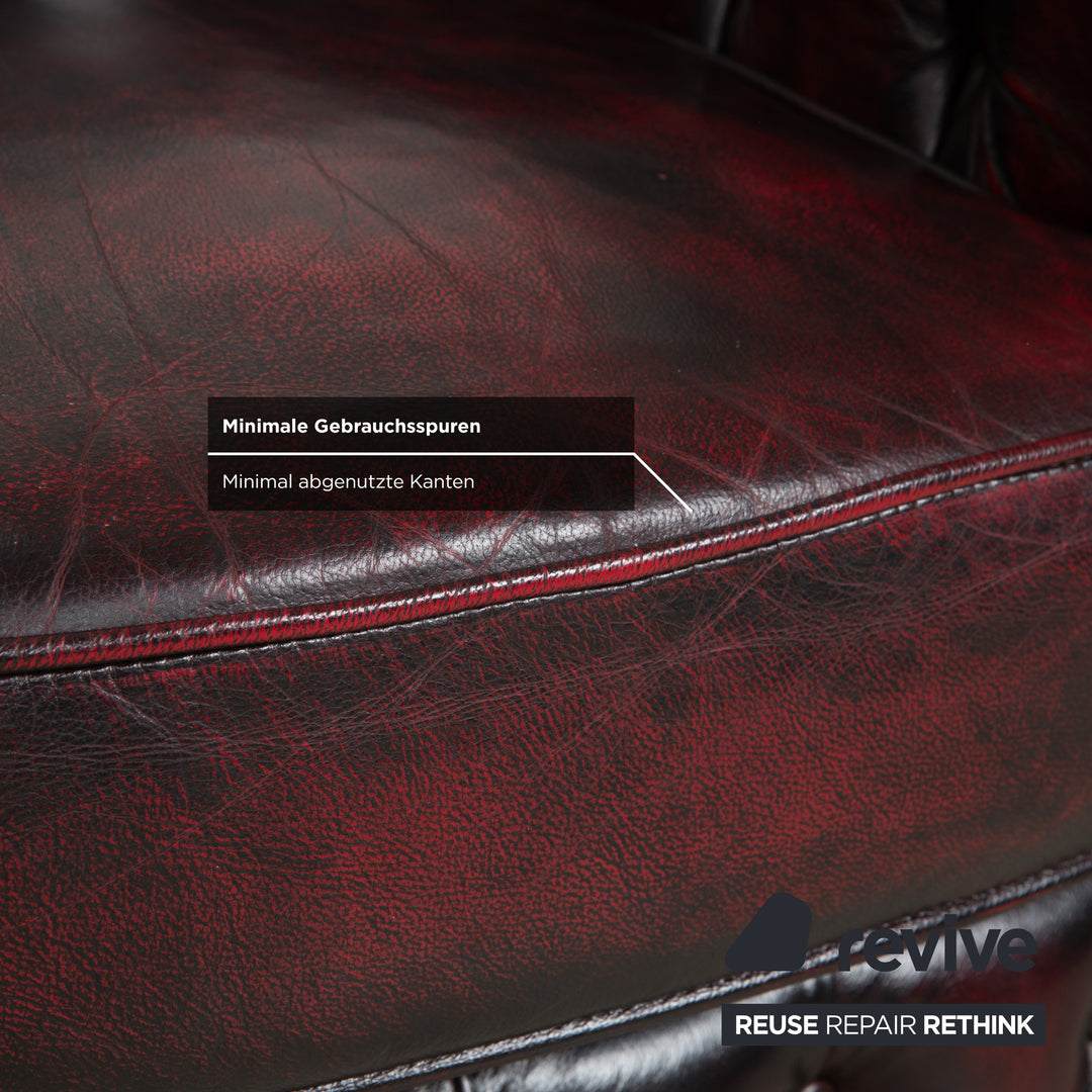 Rochester Chesterfield Leder Sessel Rot Braun Vintage