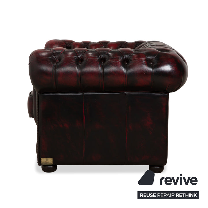 Rochester Chesterfield Leder Sessel Rot Braun Vintage