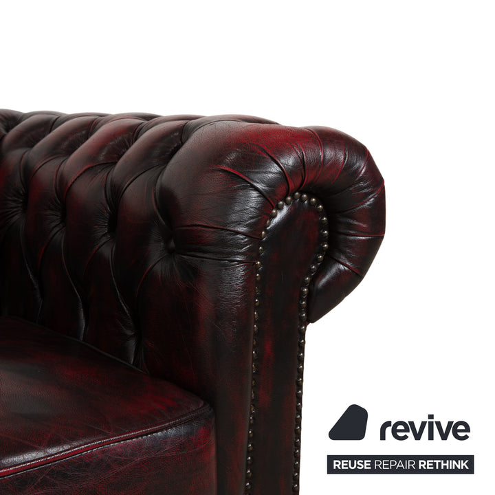 Rochester Chesterfield Leder Sessel Rot Braun Vintage