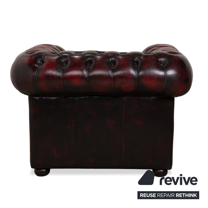 Rochester Chesterfield Leder Sessel Rot Braun Vintage