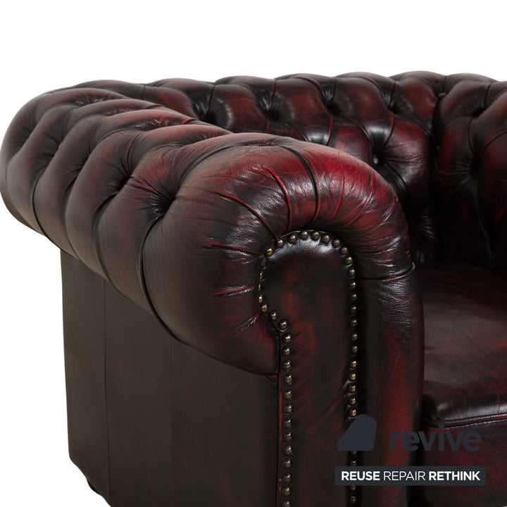 Rochester Chesterfield Leder Sessel Rot Braun Vintage