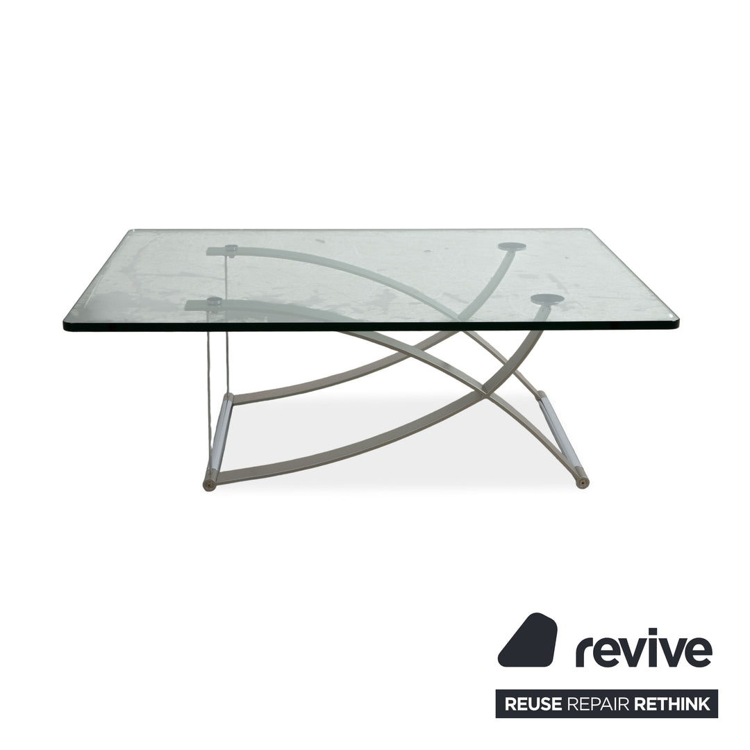 Rolf Benz 1150 Couchtisch Glas Silber Chrom