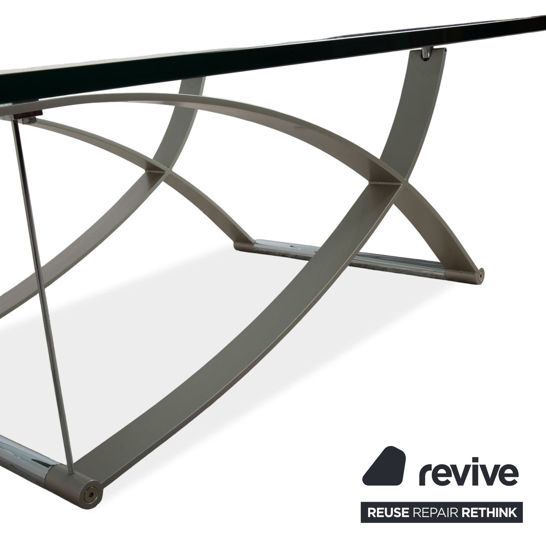 Rolf Benz 1150 Couchtisch Glas Silber Chrom