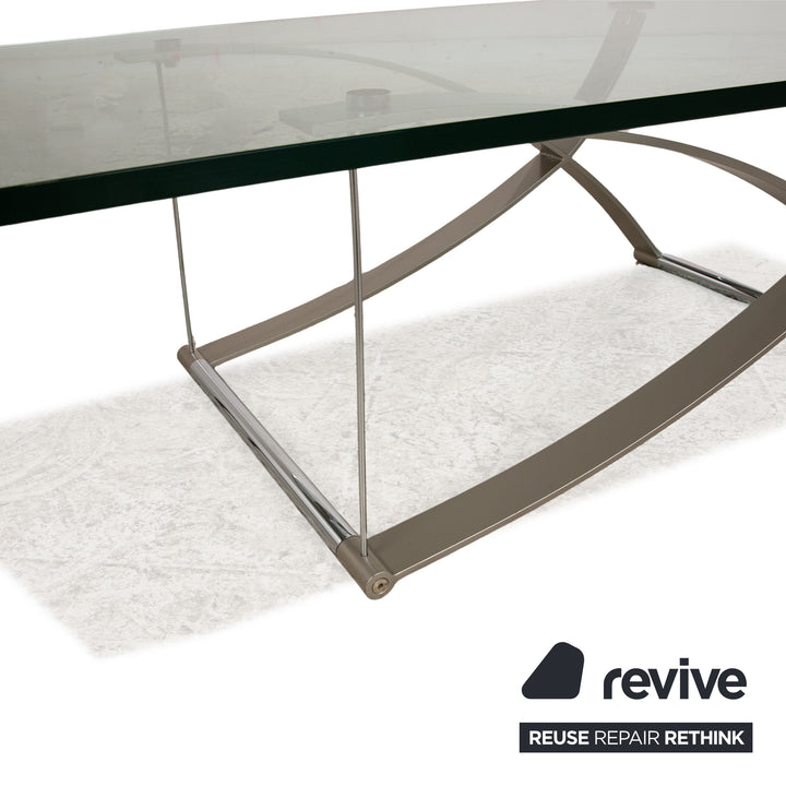 Rolf Benz 1150 Glas Couchtisch Silber 140 x 80 x 43 cm