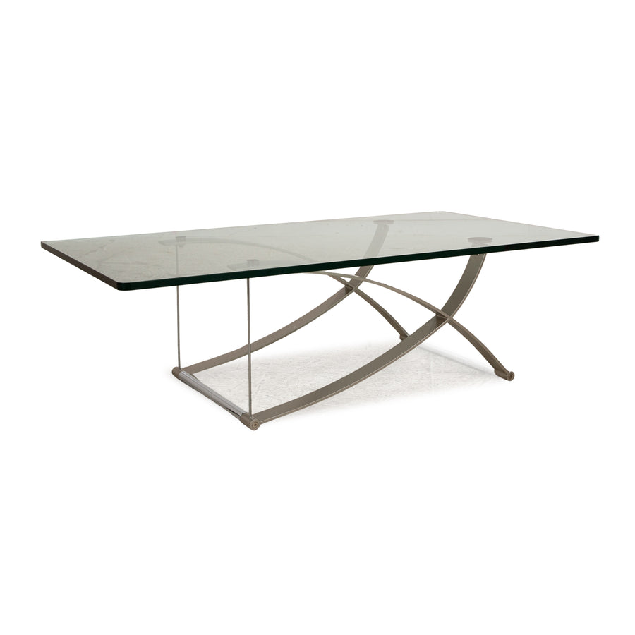 Table basse en verre Rolf Benz 1150 argent 140 x 80 x 43 cm