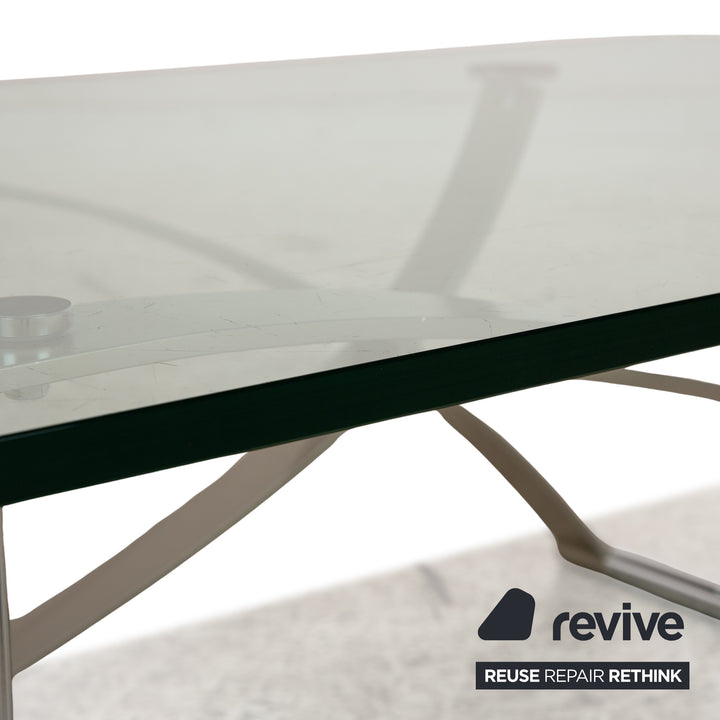 Rolf Benz 1150 glass coffee table silver 140 x 80 x 43 cm