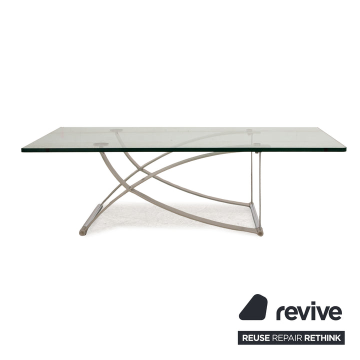 Rolf Benz 1150 glass coffee table silver 140 x 80 x 43 cm