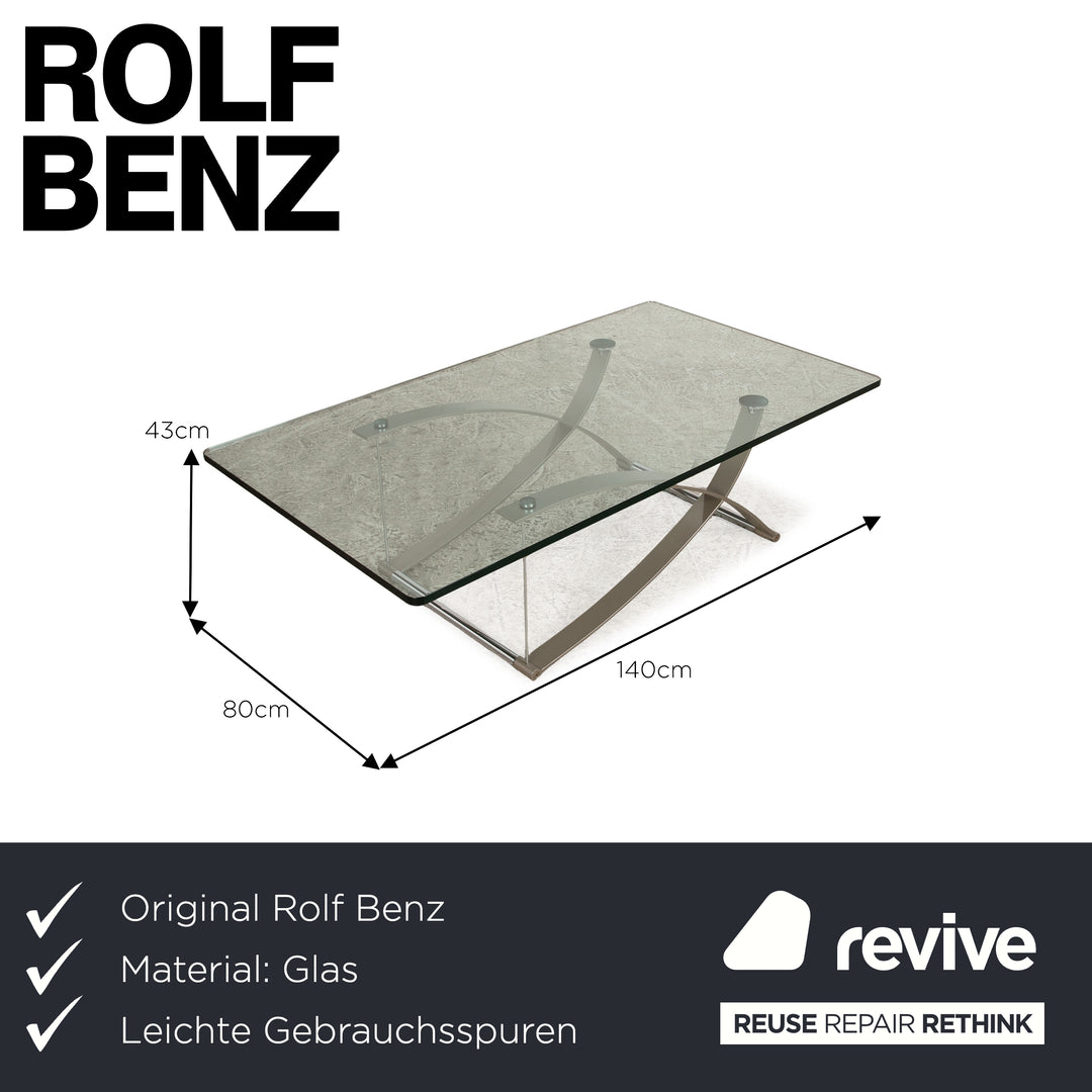 Rolf Benz 1150 glass coffee table silver 140 x 80 x 43 cm