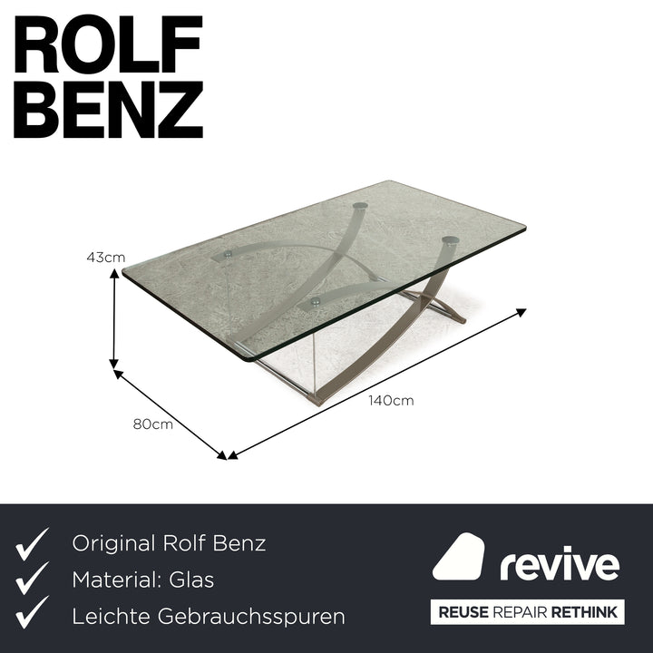 Rolf Benz 1150 Glas Couchtisch Silber 140 x 80 x 43 cm