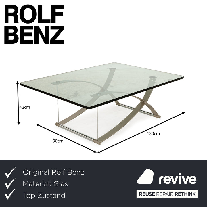 Rolf Benz 1150 Glas Couchtisch	Silber