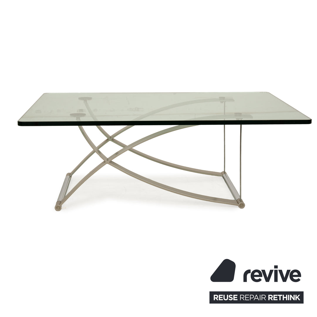 Rolf Benz 1150 Glas Couchtisch Silber