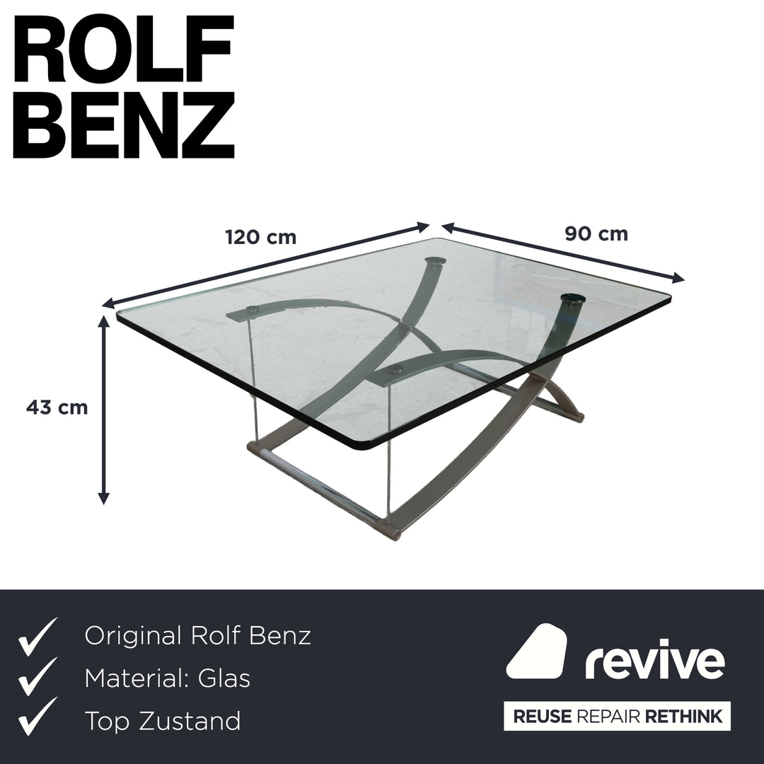 Rolf Benz 1150 Glas Couchtisch Silber