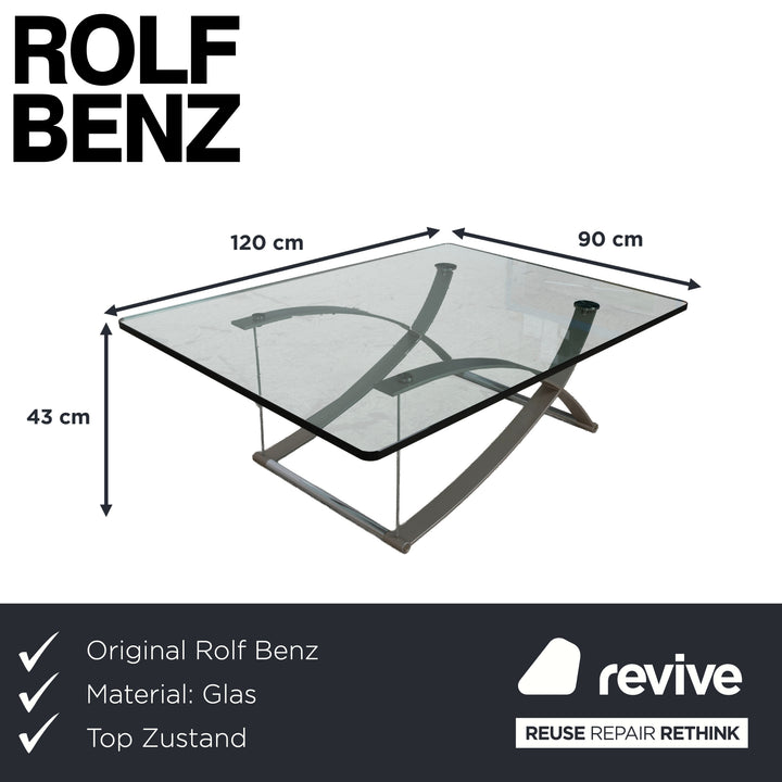 Rolf Benz 1150 Glas Couchtisch Silber