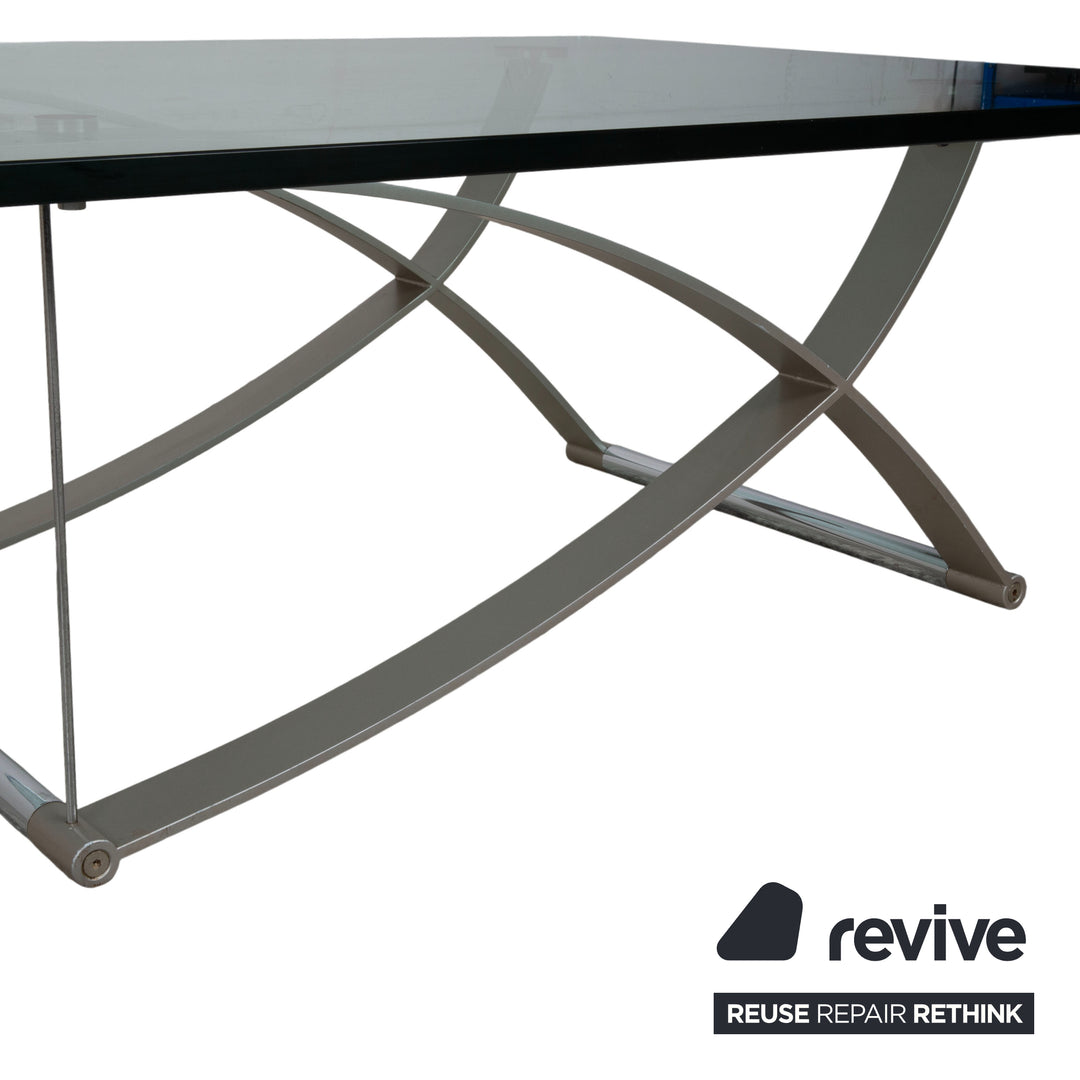 Rolf Benz 1150 Glas Couchtisch Silber