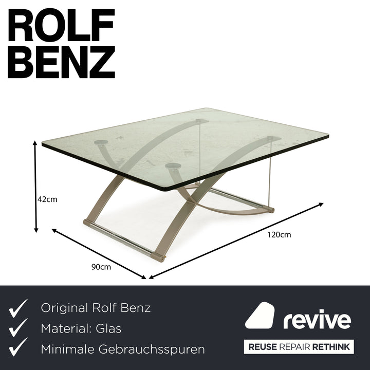 Rolf Benz 1150 Glas Couchtisch Silber