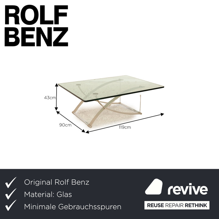 Rolf Benz 1150 glass coffee table silver