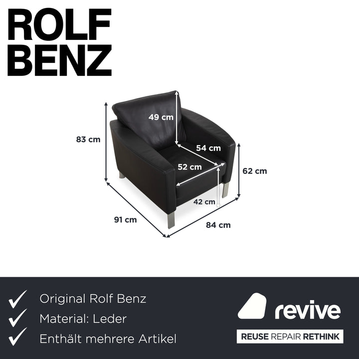 Rolf Benz 1200 Garnitur Leder 2x Sessel Schwarz