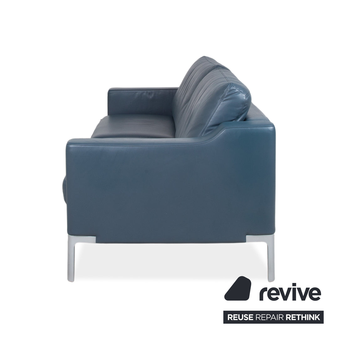 Rolf Benz 1200 Leder Dreisitzer Blau Sofa Couch