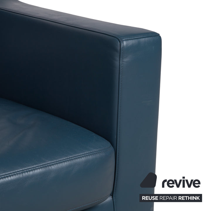 Rolf Benz 1200 Leder Dreisitzer Blau Sofa Couch