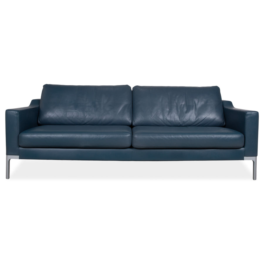Rolf Benz 1200 Leder Dreisitzer Blau Sofa Couch