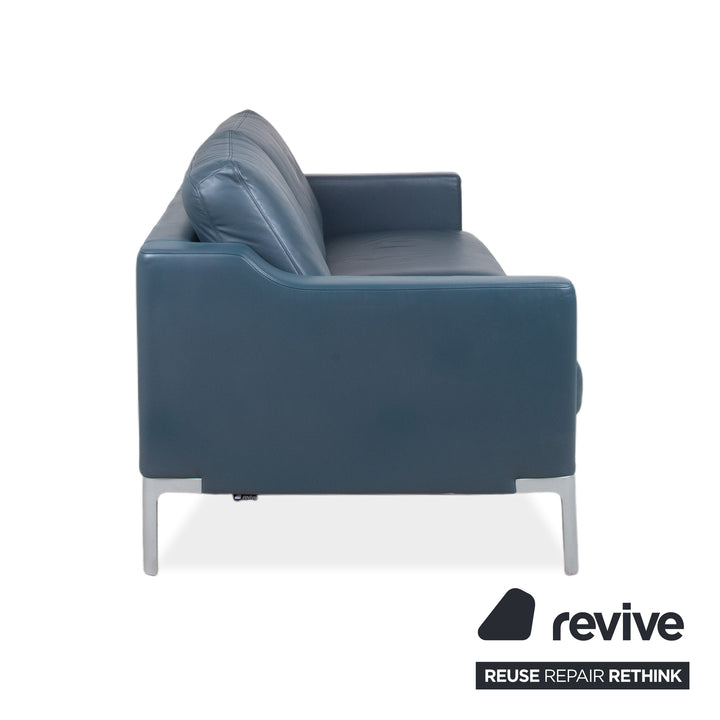 Rolf Benz 1200 Leder Dreisitzer Blau Sofa Couch