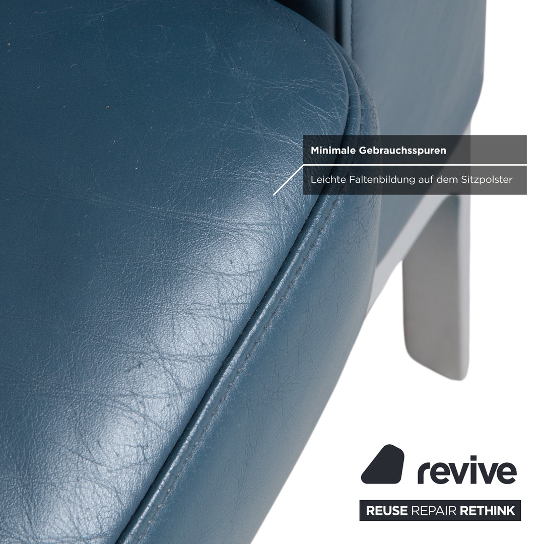 Rolf Benz 1200 Leder Dreisitzer Blau Sofa Couch