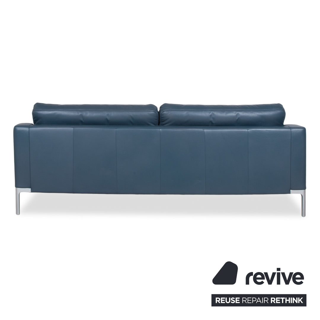 Rolf Benz 1200 Leder Dreisitzer Blau Sofa Couch