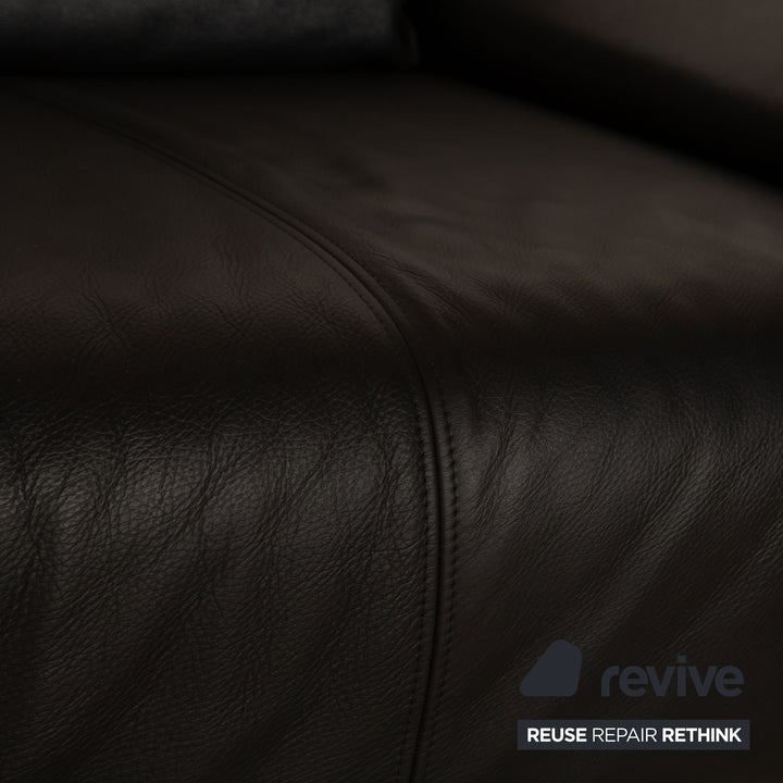 Rolf Benz 1600 Leder Dreisitzer Anthrazit manuelle Funktion Sofa Couch