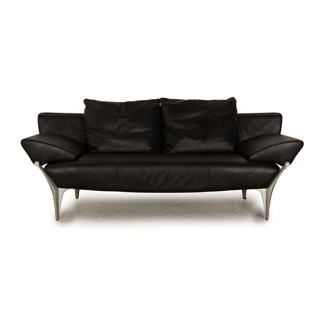 Rolf Benz 1600 leather three-seater anthracite manual function sofa couch