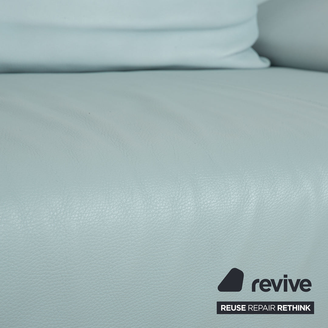 Rolf Benz 1600 Leder Dreisitzer Blau Hellblau Aqua Sofa Couch manuelle Funktion