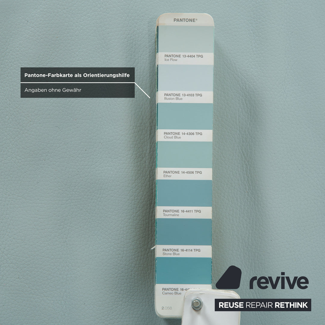 Rolf Benz 1600 Leder Dreisitzer Blau Hellblau Aqua Sofa Couch manuelle Funktion