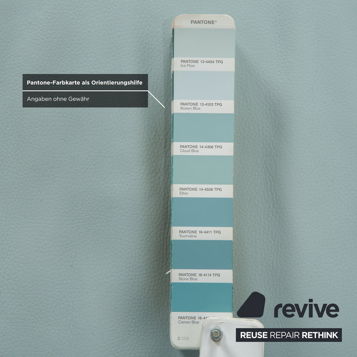 Rolf Benz 1600 Leder Dreisitzer Blau Hellblau Aqua Sofa Couch manuelle Funktion