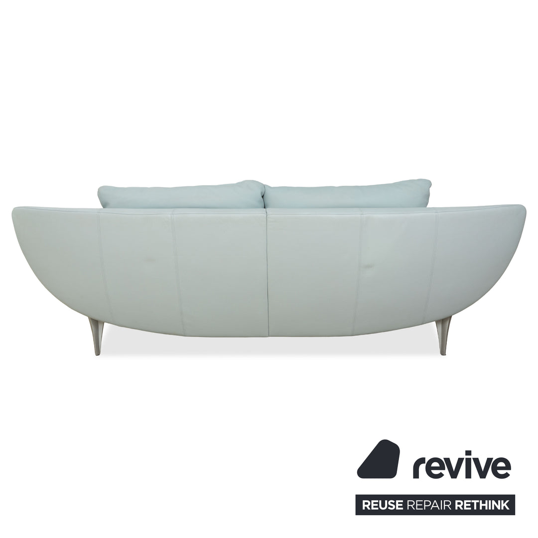 Rolf Benz 1600 Leder Dreisitzer Blau Hellblau Aqua Sofa Couch manuelle Funktion