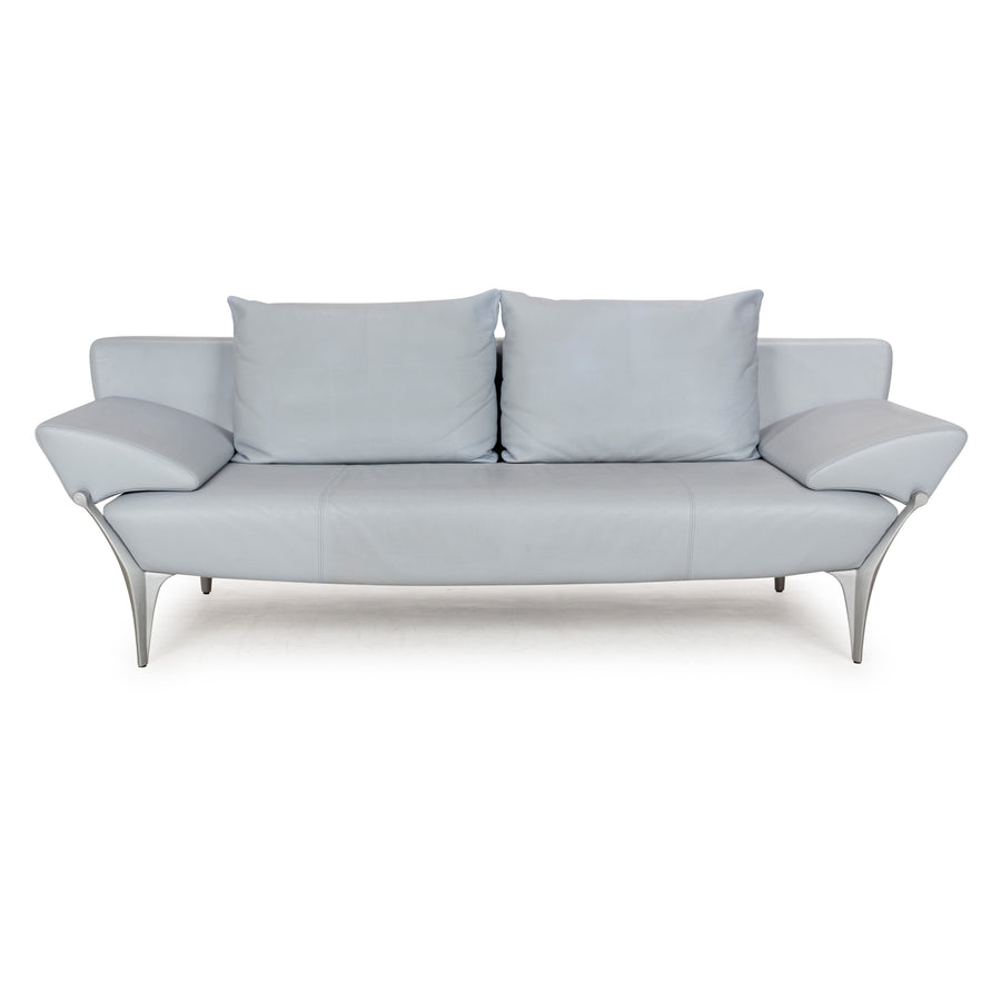 Rolf Benz 1600 Leather Three-Seater Blue Manual Function Sofa Couch