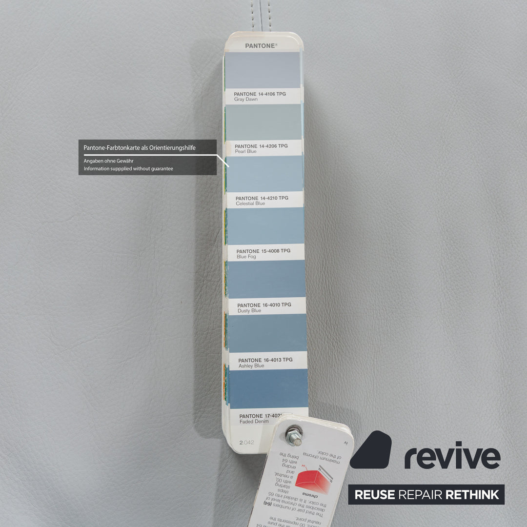 Rolf Benz 1600 Leather Three-Seater Blue Manual Function Sofa Couch