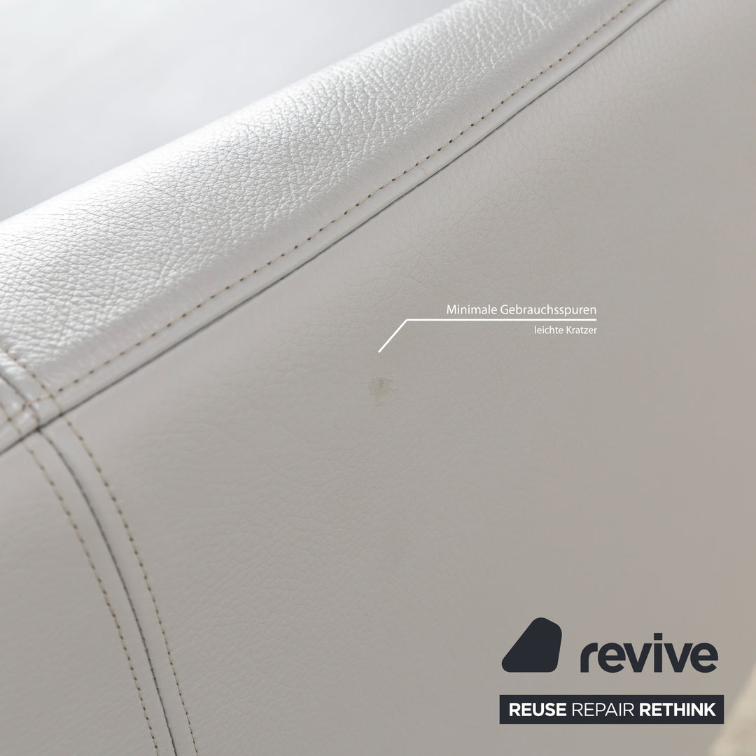 Rolf Benz 1600 Leather Three-Seater Blue Manual Function Sofa Couch