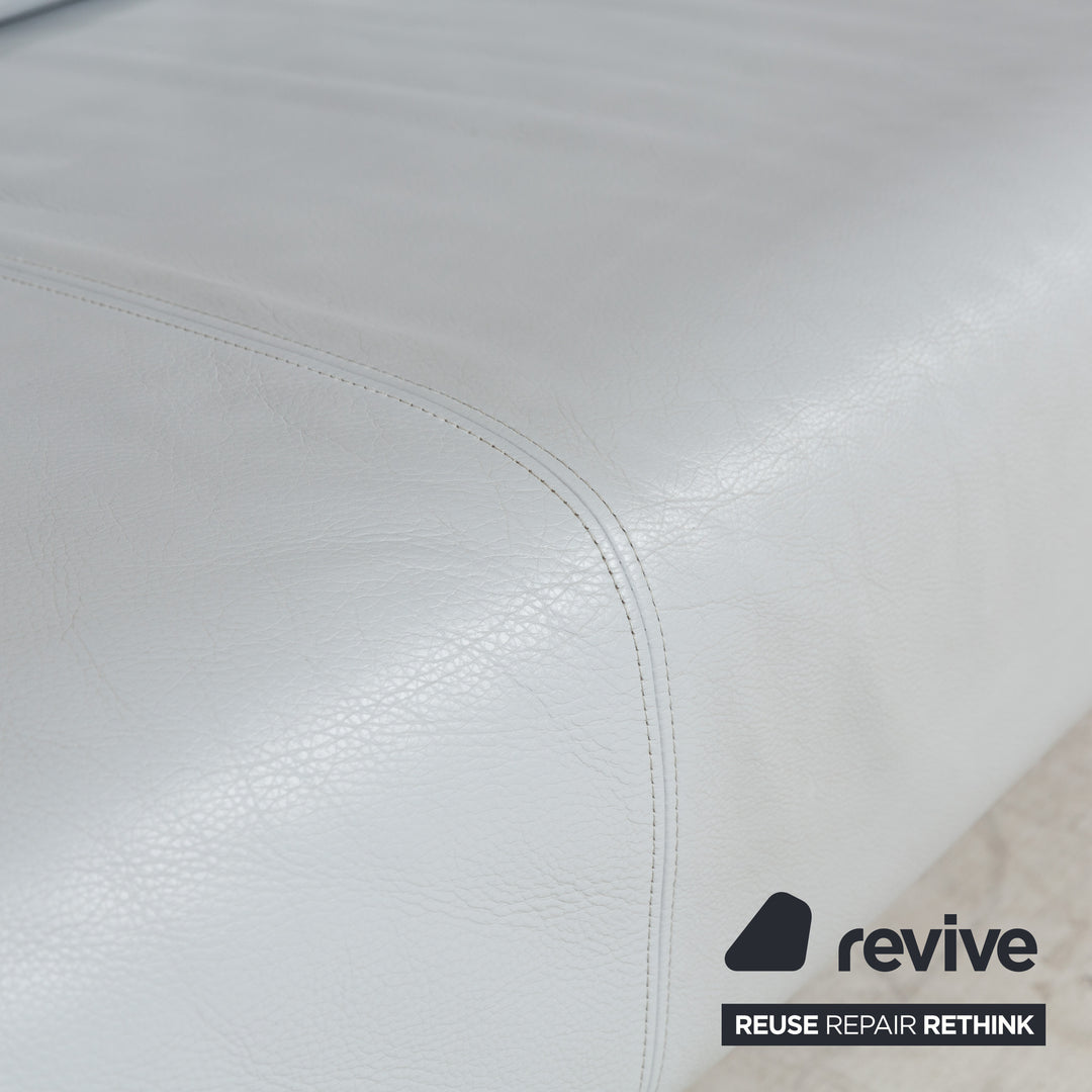 Rolf Benz 1600 Leather Three-Seater Blue Manual Function Sofa Couch