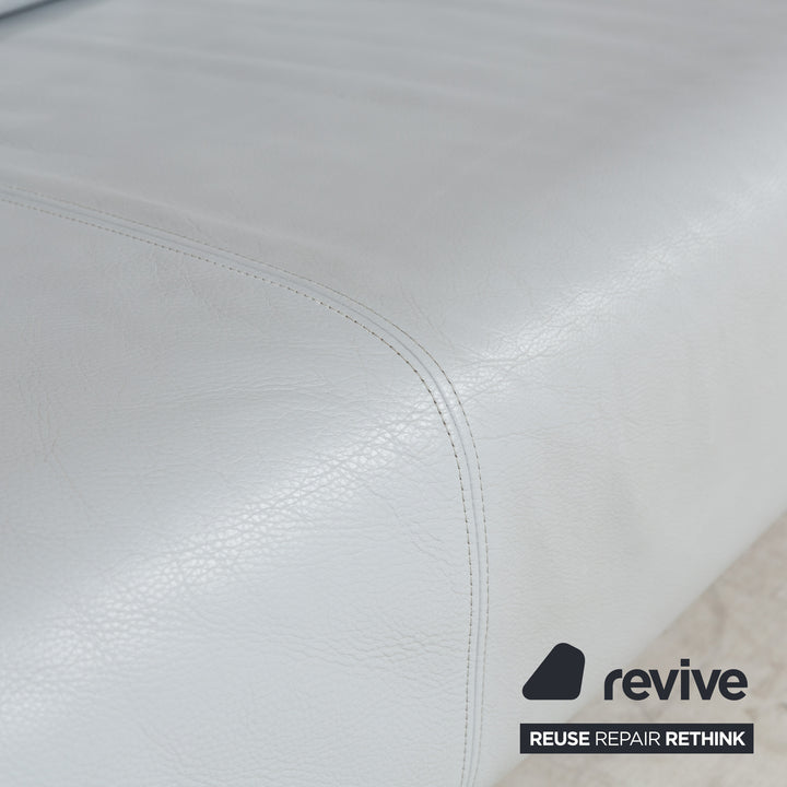 Rolf Benz 1600 Leather Three-Seater Blue Manual Function Sofa Couch