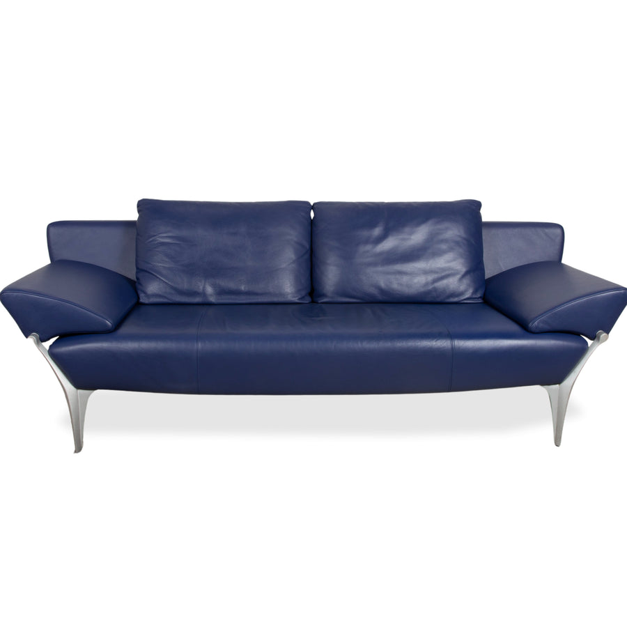 Rolf Benz 1600 Leder Dreisitzer Blau Royalblau Marine manuelle Funktion Sofa Couch