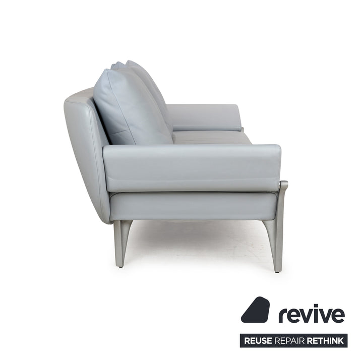 Rolf Benz 1600 Leather Three-Seater Blue Manual Function Sofa Couch