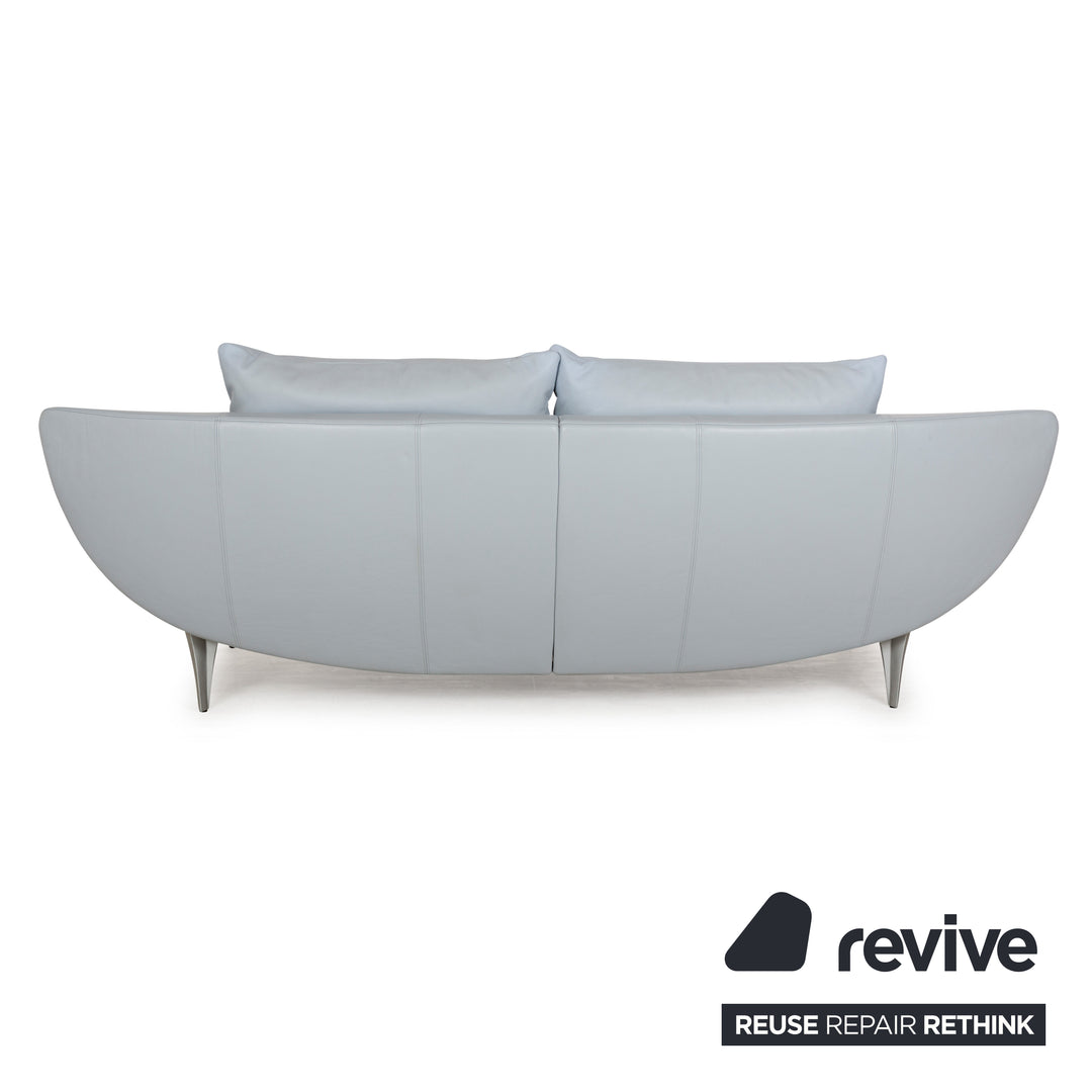 Rolf Benz 1600 Leather Three-Seater Blue Manual Function Sofa Couch