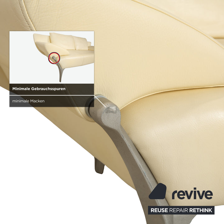 Rolf Benz 1600 Leder Dreisitzer Creme Eierschale Beige manuelle Funktion Sofa Couch