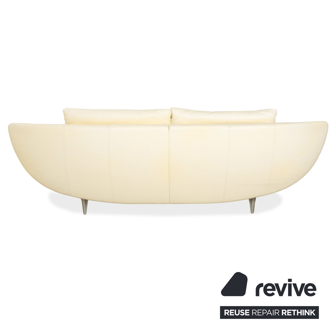 Rolf Benz 1600 Leder Dreisitzer Creme Eierschale Beige manuelle Funktion Sofa Couch